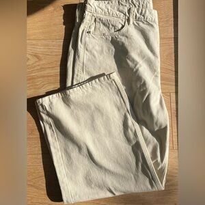 High waisted, wide leg ecru jeans